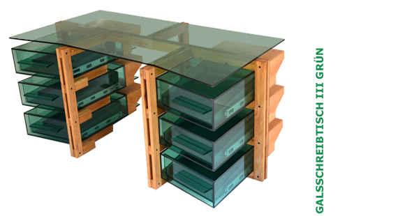 Glasatelier Schönefled - Glasschreibtisch III Grün- Glaser München